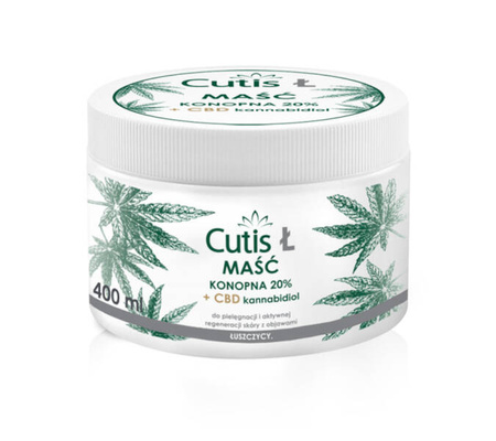 Cutis Ł Maść konopna 20% + CBD (do pielęgnacji i regeneracji skóry z objawami łuszczycy) 400 ml