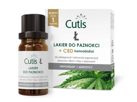 Cutis Ł Lakier do paznokci + CBD kannabidiol do paznokci z objawami onycholizy i łuszczycy 10 ml