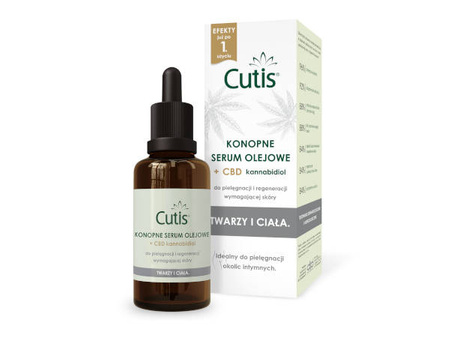 Cutis Ł Konopne serum olejowe + CBD kannabidiol do wymagającej skóry twarzy i ciała 50 ml