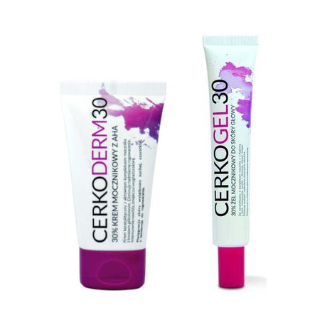 CERKO Zestaw z mocznikem 30% na zrogowaciałą i łuszczącą się skórę głowy i ciała (50 ml + 50 g)