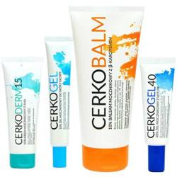 CERKO Zestaw powiększony z mocznikem 40% na łuszczycę skóry głowy, paznokci i ciała (75 ml + 50 g + 200 g + 30 g)