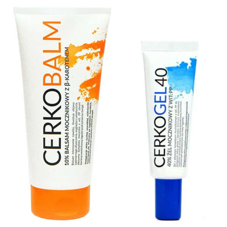 CERKO Zestaw z mocznikem 40% na łuszczycę skóry głowy, paznokci i ciała (200 ml + 30 g)