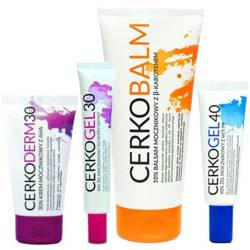 CERKO Zestaw powiększony z mocznikem 40% na łuszczycę skóry głowy, paznokci i ciała (75 ml + 50 g + 200 g + 30 g)