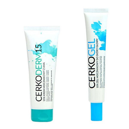 CERKO Zestaw z mocznikem 15% na łuszczycę skóry głowy i ciała (75 ml + 50 g)